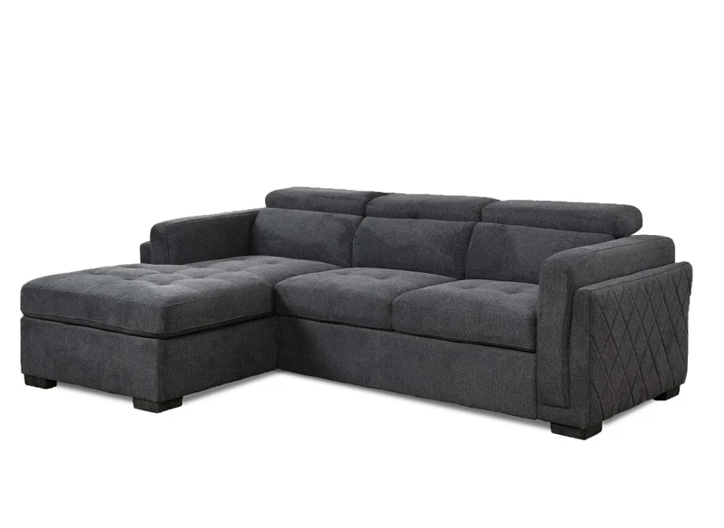 Canapé d'angle convertible en tissu gris foncé CHANDLER - Angle gauche
