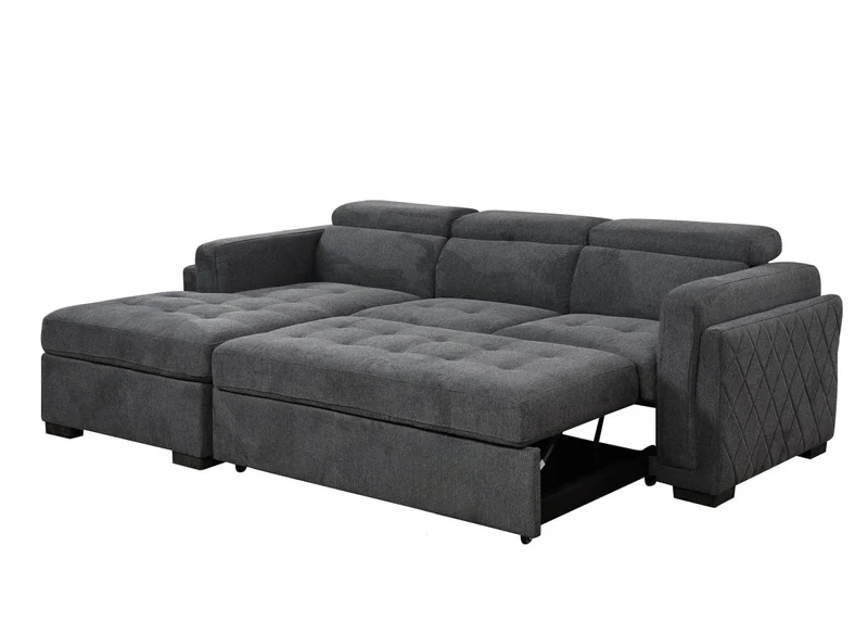 Canapé d'angle convertible en tissu gris foncé CHANDLER - Angle gauche