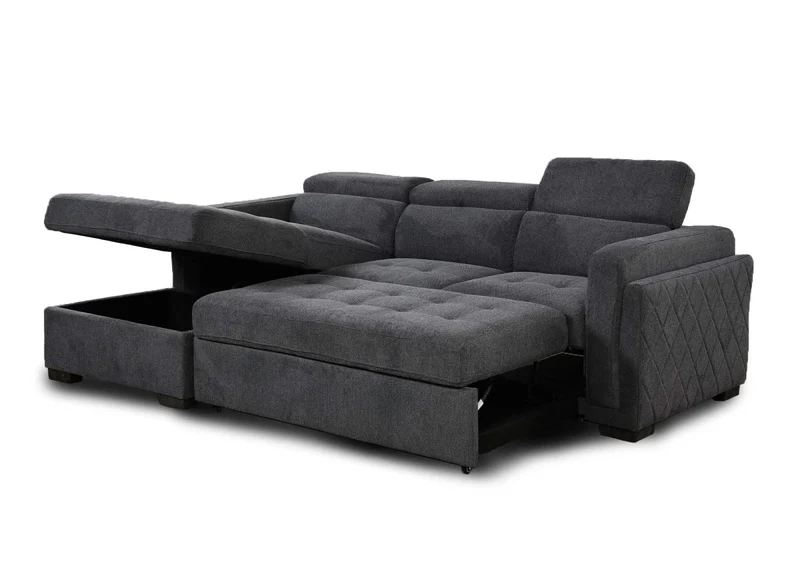 Canapé d'angle convertible en tissu gris foncé CHANDLER - Angle gauche