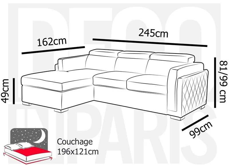 Canapé d'angle convertible en tissu gris foncé CHANDLER - Angle gauche