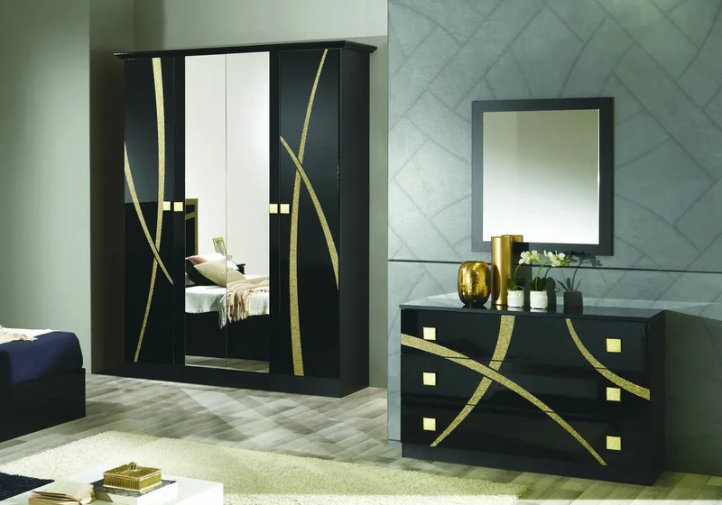 Chambre complète noir doré MILANO