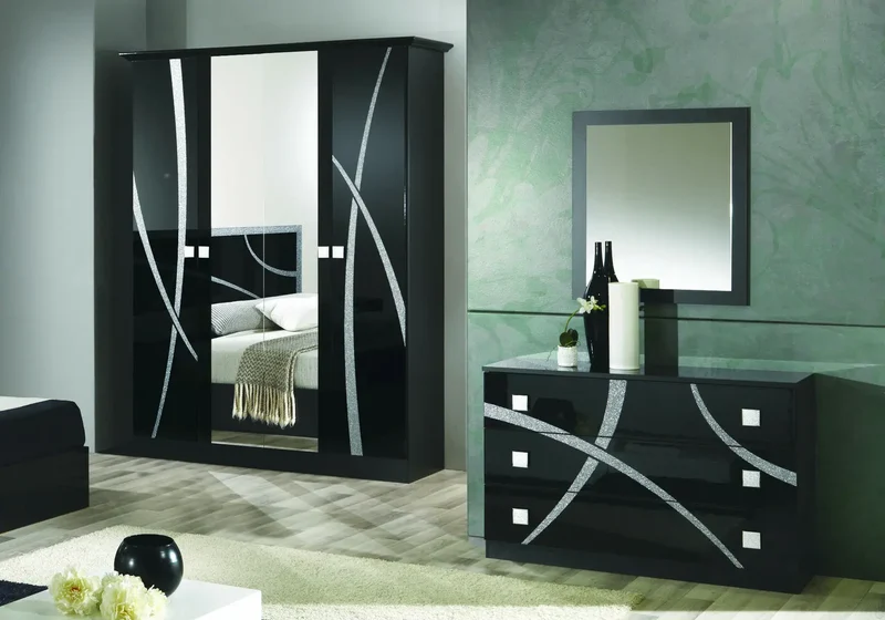 Chambre complète noir argenté MILANO