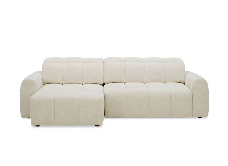 Canapé d'angle relax électrique en velours chiné beige DANIA -Angle gauche