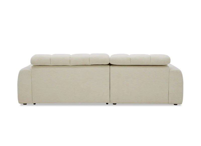 Canapé d'angle relax électrique en velours chiné beige DANIA -Angle gauche