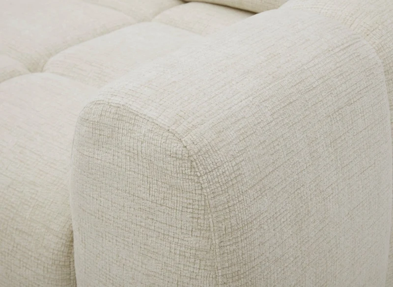 Canapé d'angle relax électrique en velours chiné beige DANIA -Angle gauche