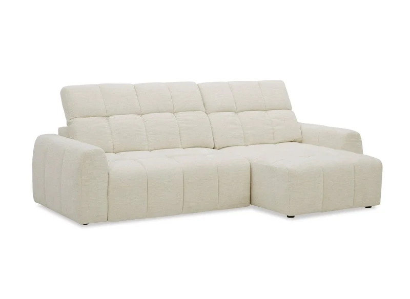 Canapé d'angle relax électrique en velours chiné beige DANIA -Angle droit