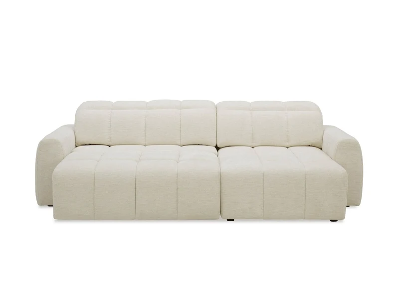 Canapé d'angle relax électrique en velours chiné beige DANIA -Angle droit
