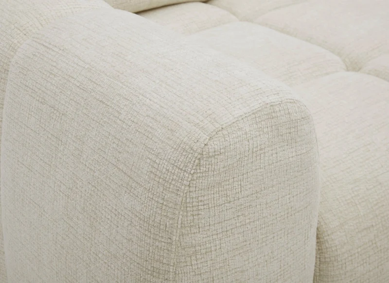 Canapé d'angle relax électrique en velours chiné beige DANIA -Angle droit