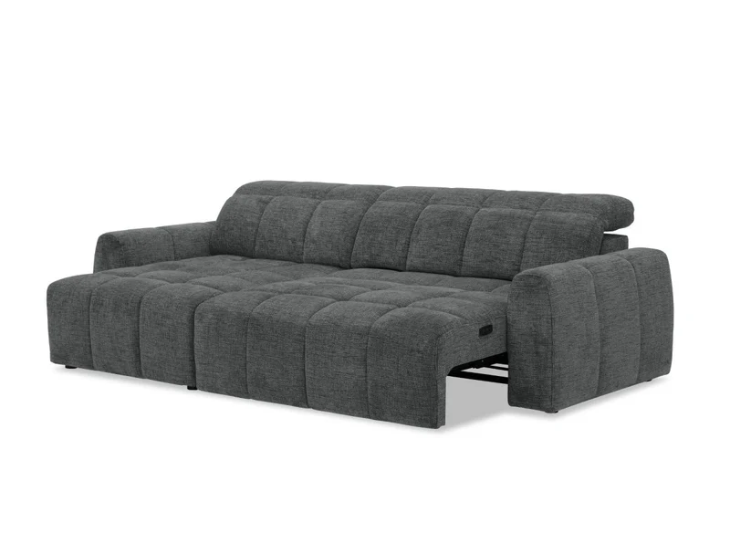 Canapé d'angle relax électrique en velours chiné gris DANIA -Angle gauche