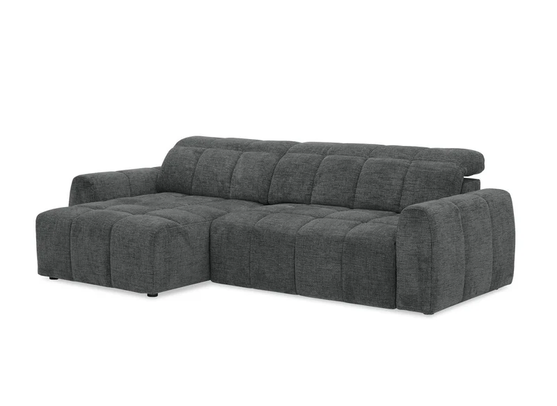 Canapé d'angle relax électrique en velours chiné gris DANIA -Angle gauche