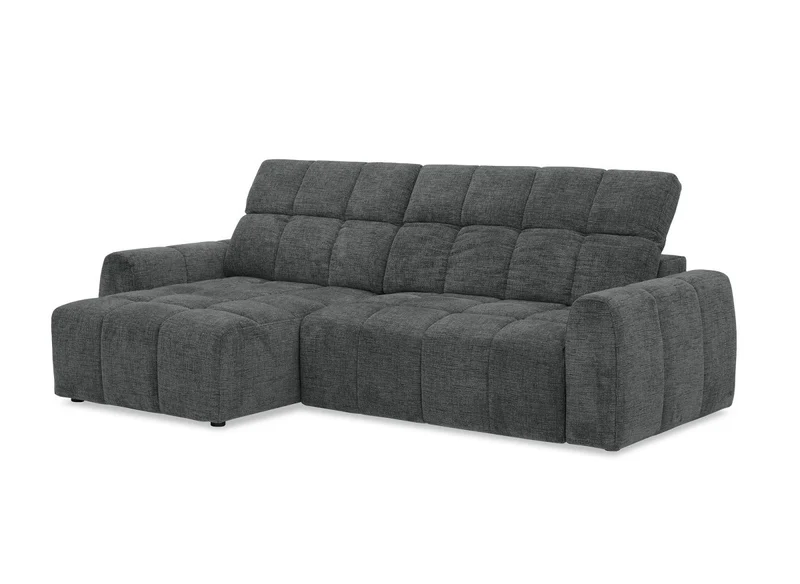 Canapé d'angle relax électrique en velours chiné gris DANIA -Angle gauche