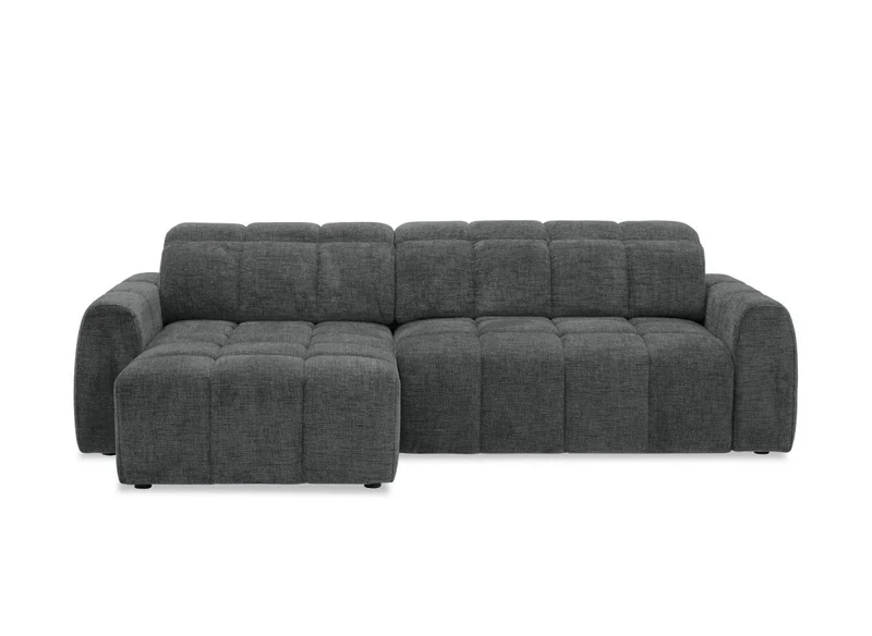 Canapé d'angle relax électrique en velours chiné gris DANIA -Angle gauche