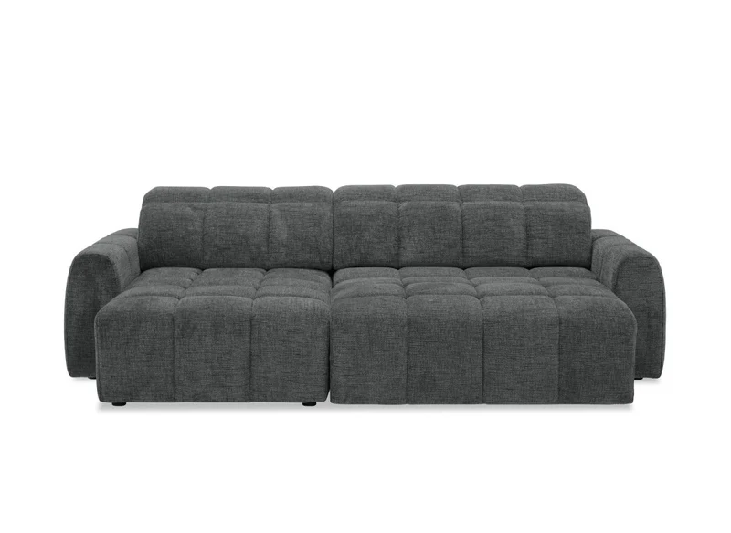 Canapé d'angle relax électrique en velours chiné gris DANIA -Angle gauche