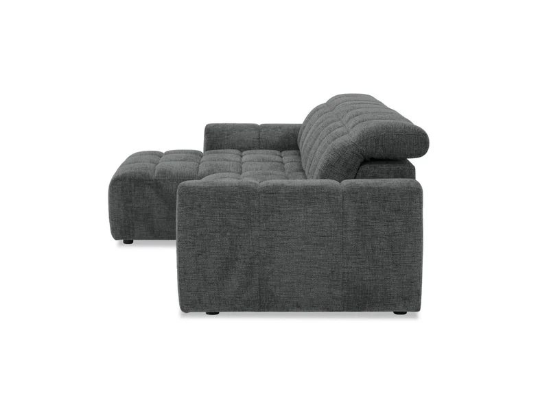 Canapé d'angle relax électrique en velours chiné gris DANIA -Angle gauche