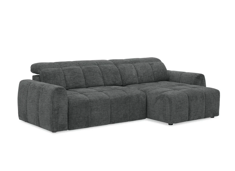 Canapé d'angle relax électrique en velours chiné gris DANIA -Angle droit