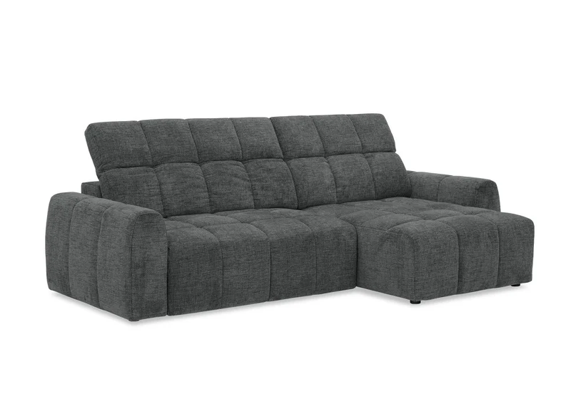 Canapé d'angle relax électrique en velours chiné gris DANIA -Angle droit