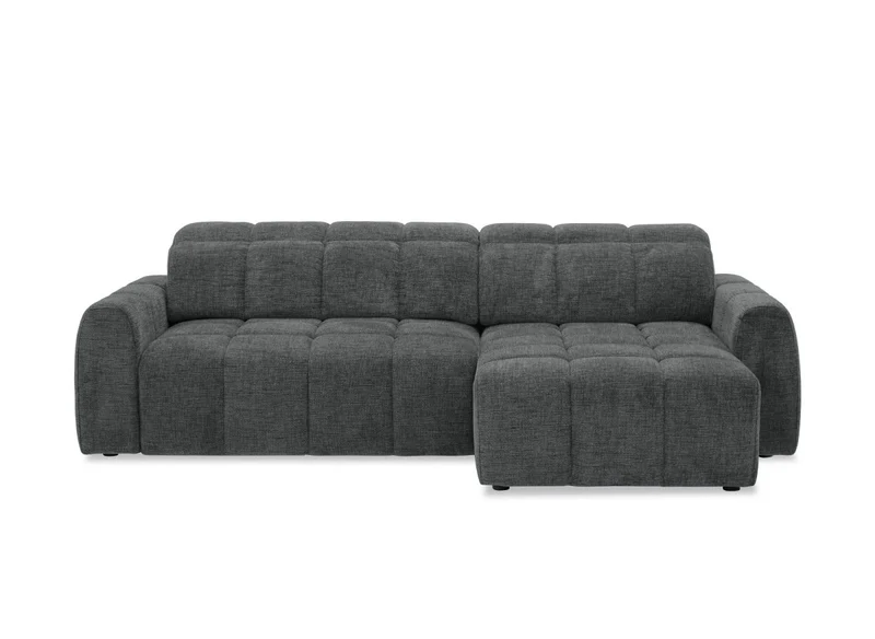 Canapé d'angle relax électrique en velours chiné gris DANIA -Angle droit