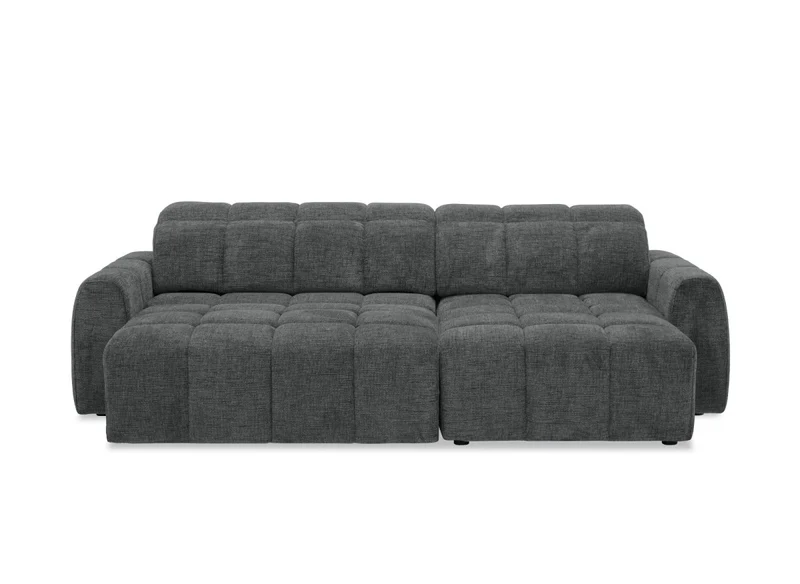 Canapé d'angle relax électrique en velours chiné gris DANIA -Angle droit