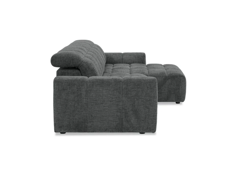 Canapé d'angle relax électrique en velours chiné gris DANIA -Angle droit