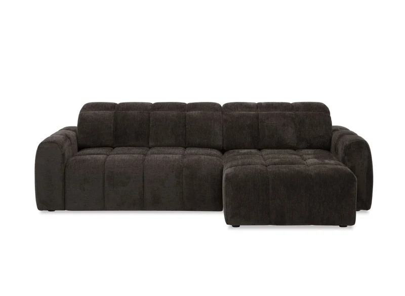 Canapé d'angle relax électrique en velours chiné marron DANIA -Angle droit