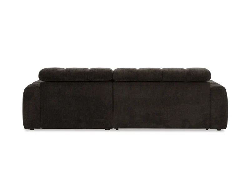 Canapé d'angle relax électrique en velours chiné marron DANIA -Angle droit
