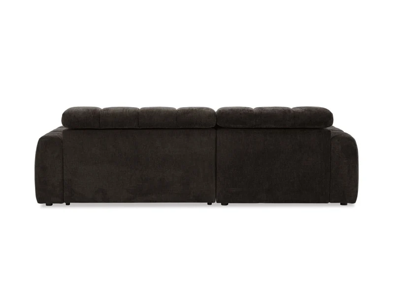 Canapé d'angle relax électrique en velours chiné marron DANIA -Angle gauche