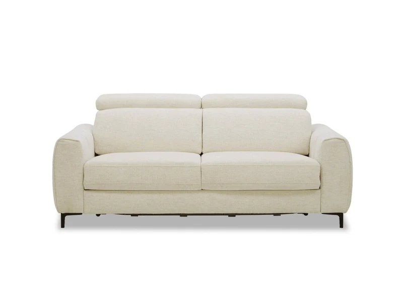 Canapé convertible express 3 places en velours texturé beige CALEB