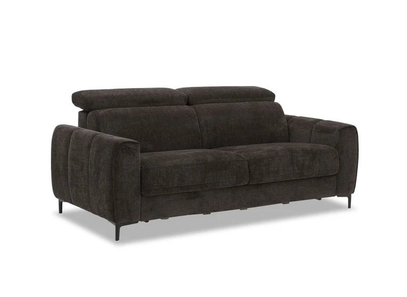 Canapé convertible express 3 places en velours texturé marron CALEB