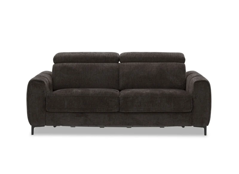 Canapé convertible express 3 places en velours texturé marron CALEB