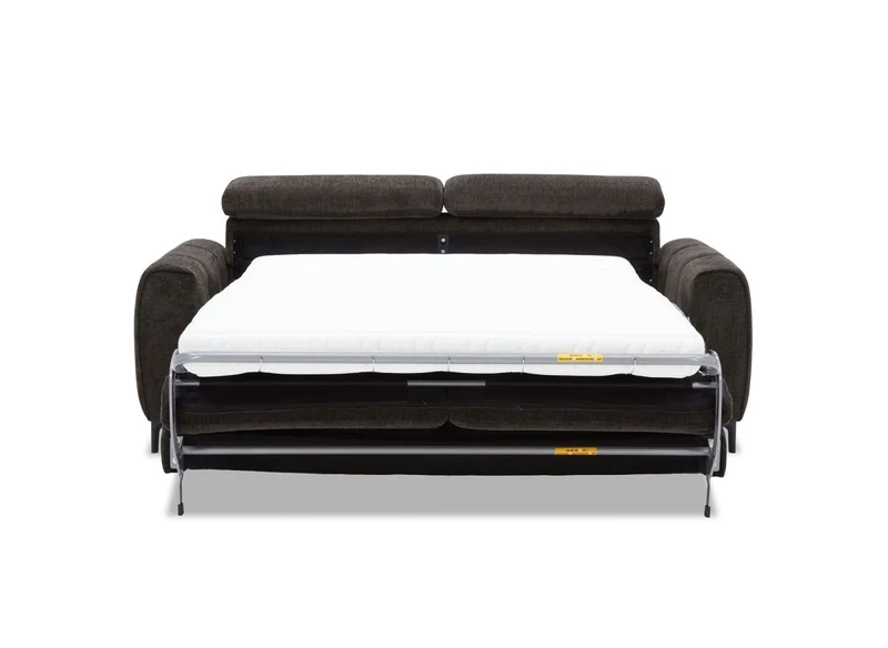 Canapé convertible express 3 places en velours texturé marron CALEB