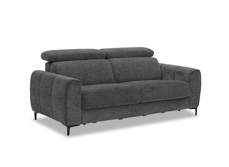 Canapé convertible express 3 places en velours texturé gris CALEB