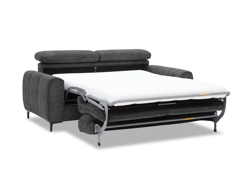 Canapé convertible express 3 places en velours texturé gris CALEB