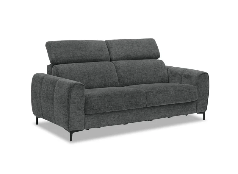 Canapé convertible express 3 places en velours texturé gris CALEB
