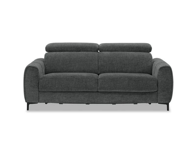 Canapé convertible express 3 places en velours texturé gris CALEB