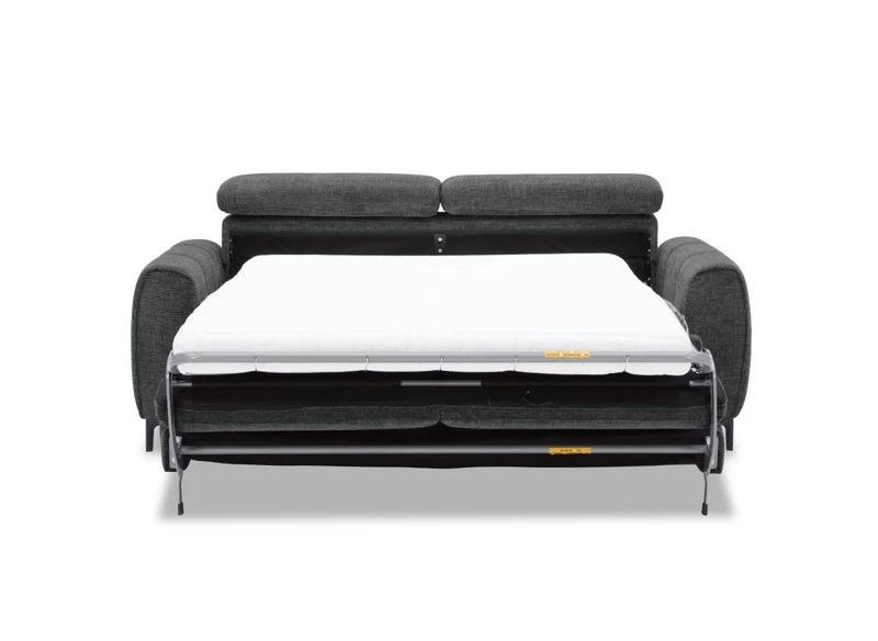Canapé convertible express 3 places en velours texturé gris CALEB