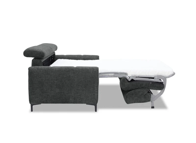 Canapé convertible express 3 places en velours texturé gris CALEB
