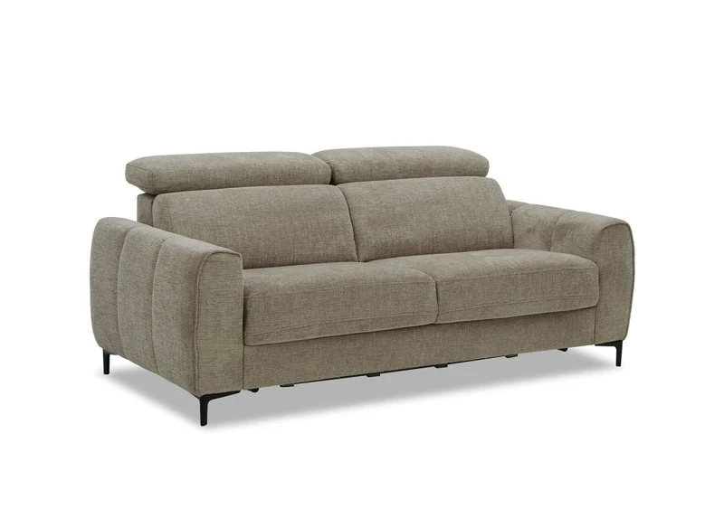 Canapé convertible express 3 places en velours texturé taupe CALEB