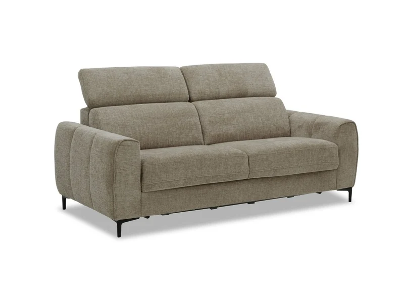 Canapé convertible express 3 places en velours texturé taupe CALEB