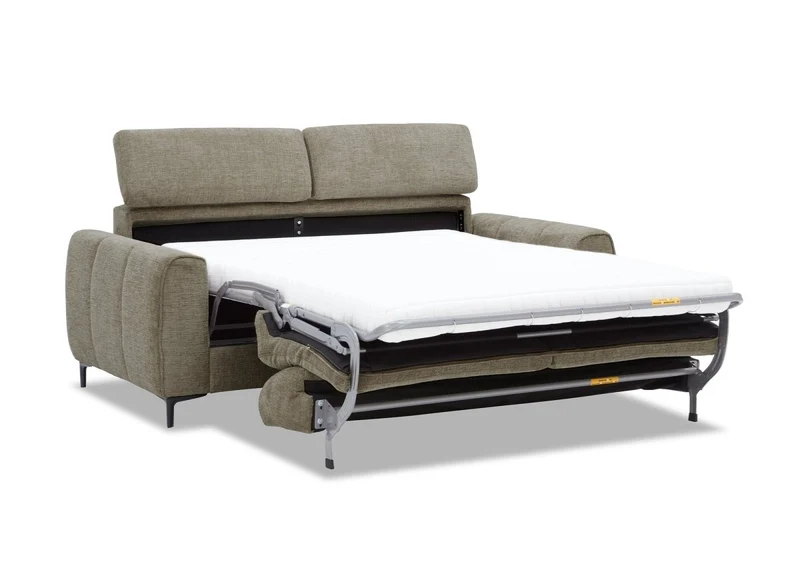 Canapé convertible express 3 places en velours texturé taupe CALEB