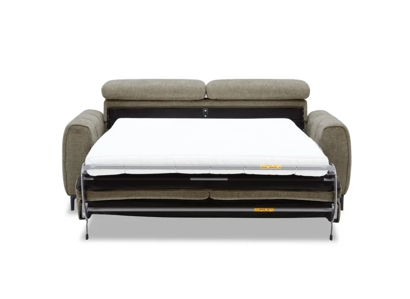 Canapé convertible express 3 places en velours texturé taupe CALEB