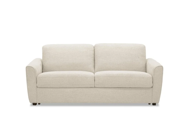 Canapé convertible express 3 places en velours texturé beige KALIANA