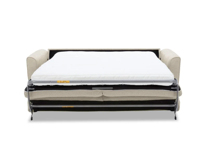 Canapé convertible express 3 places en velours texturé beige KALIANA