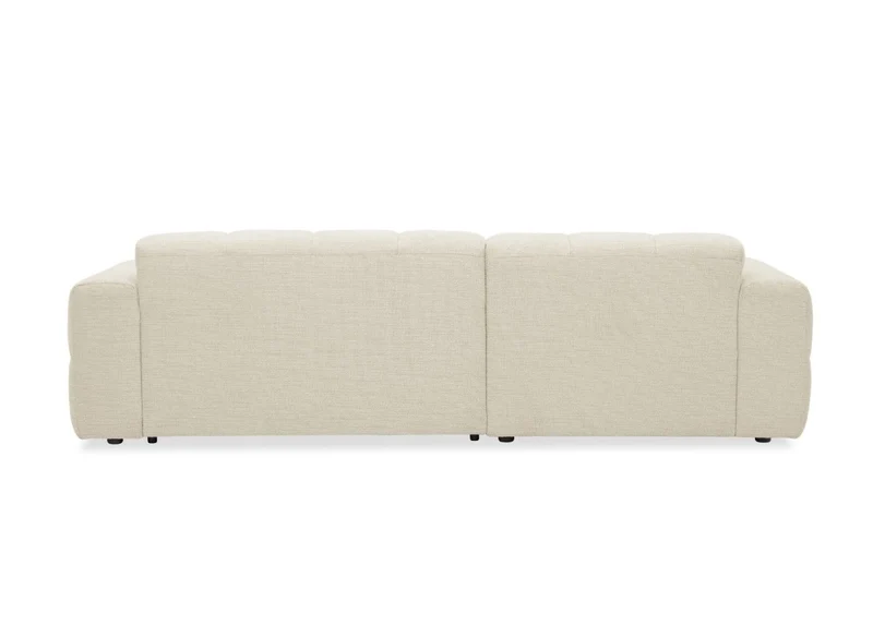 Canapé d'angle relax électrique en velours texturé beige FEDORA - Angle gauche