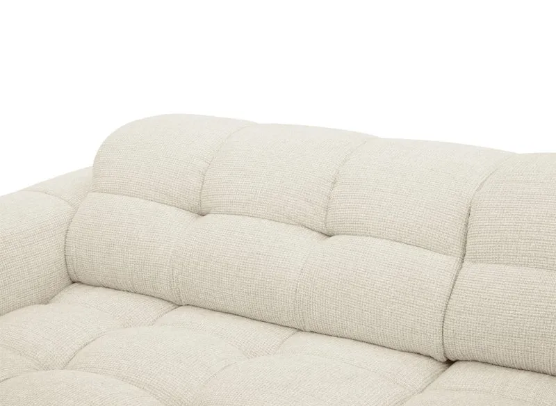 Canapé d'angle relax électrique en velours texturé beige FEDORA - Angle gauche