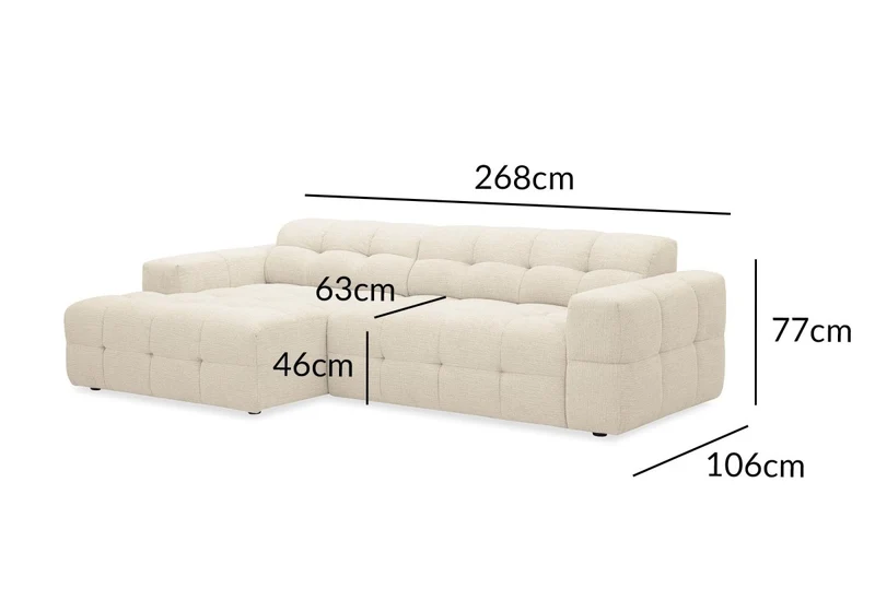 Canapé d'angle relax électrique en velours texturé beige FEDORA - Angle gauche