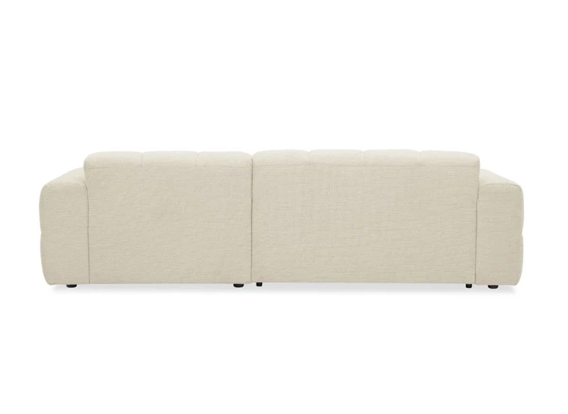 Canapé d'angle relax électrique en velours texturé beige FEDORA - Angle droit