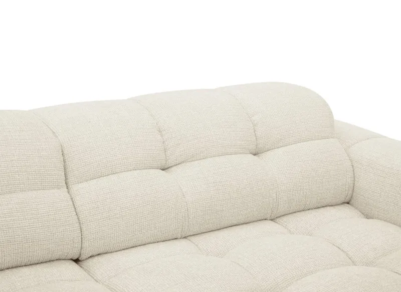 Canapé d'angle relax électrique en velours texturé beige FEDORA - Angle droit