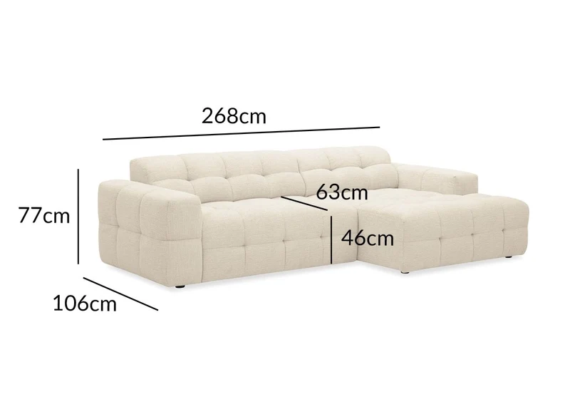 Canapé d'angle relax électrique en velours texturé beige FEDORA - Angle droit