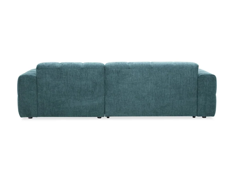 Canapé d'angle relax électrique en velours texturé bleu FEDORA - Angle droit