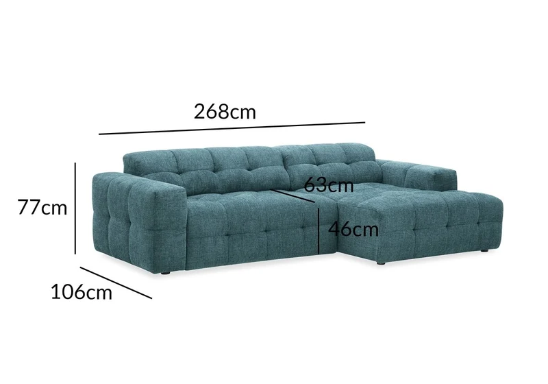 Canapé d'angle relax électrique en velours texturé bleu FEDORA - Angle droit